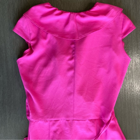 Marelina Hot Pink Ruffle Mini Wrap Dress 40 Small - Picture 6 of 15